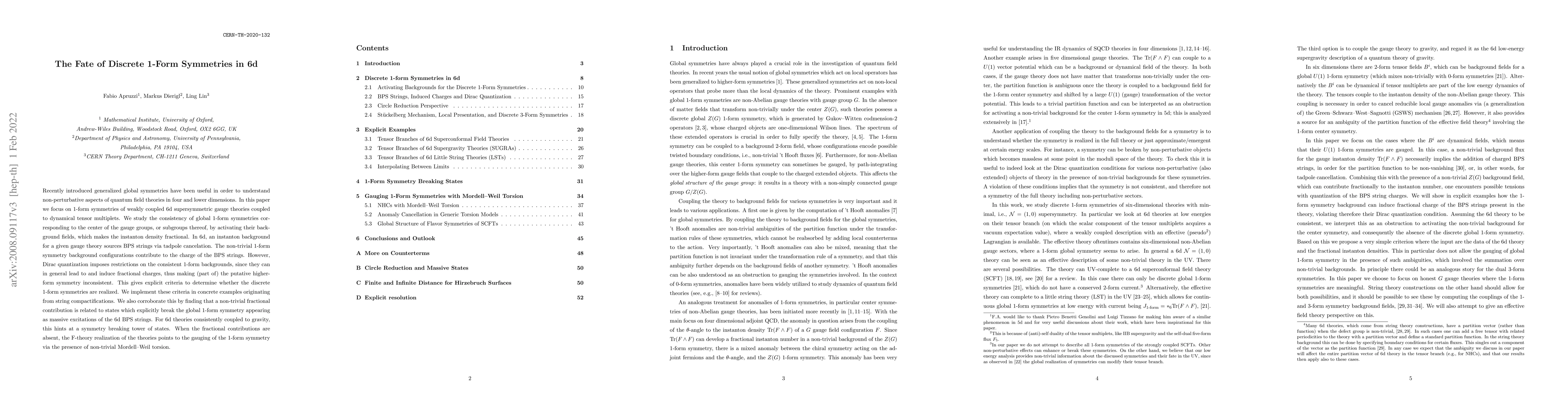 Thumbnail for The Fate of Discrete 1-Form Symmetries in 6d
