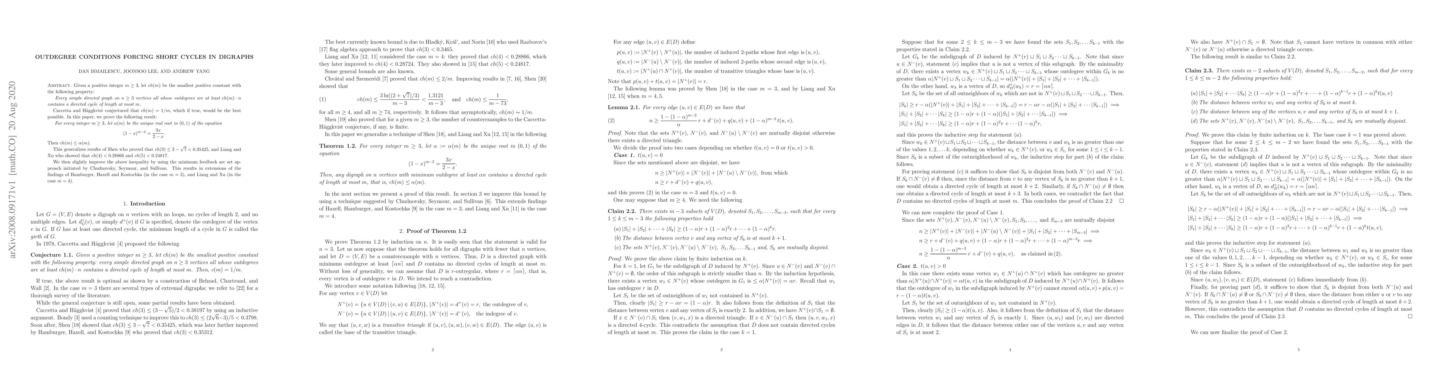 Thumbnail for Outdegree conditions forcing short cycles in digraphs