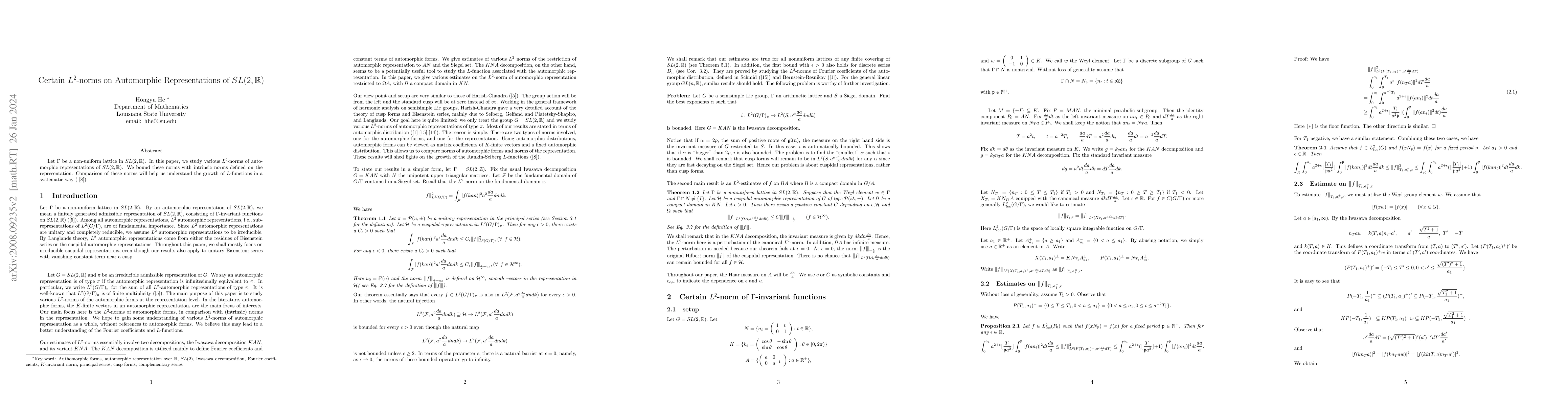 Thumbnail for Certain L2-norms on automorphic representations of SL(2)