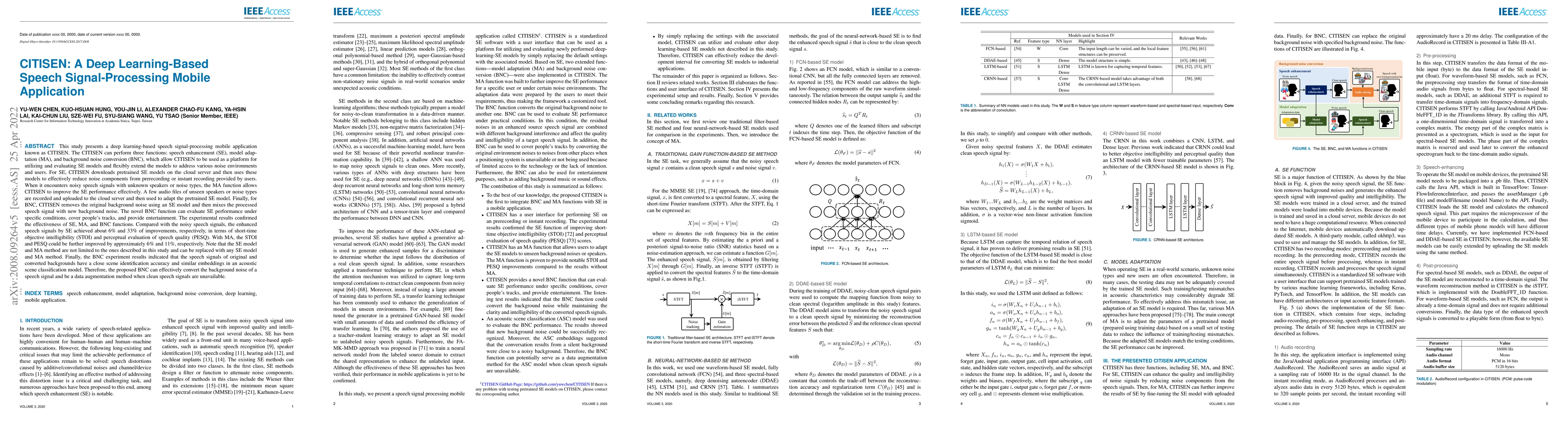 Thumbnail for CITISEN: A Deep Learning-Based Speech Signal-Processing Mobile
  Application