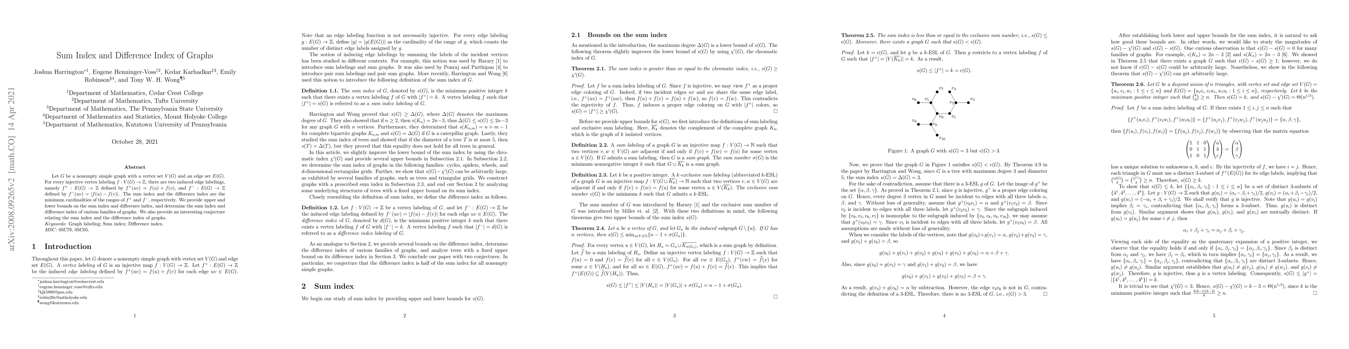 Thumbnail for Sum index and difference index of graphs