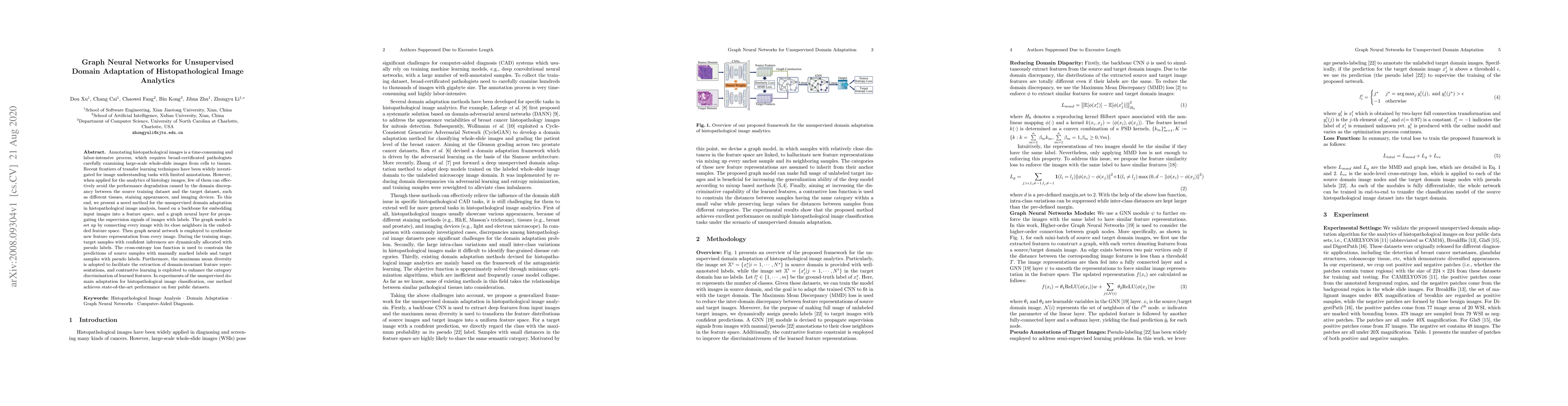 Thumbnail for Graph Neural Networks for UnsupervisedDomain Adaptation of
  Histopathological ImageAnalytics