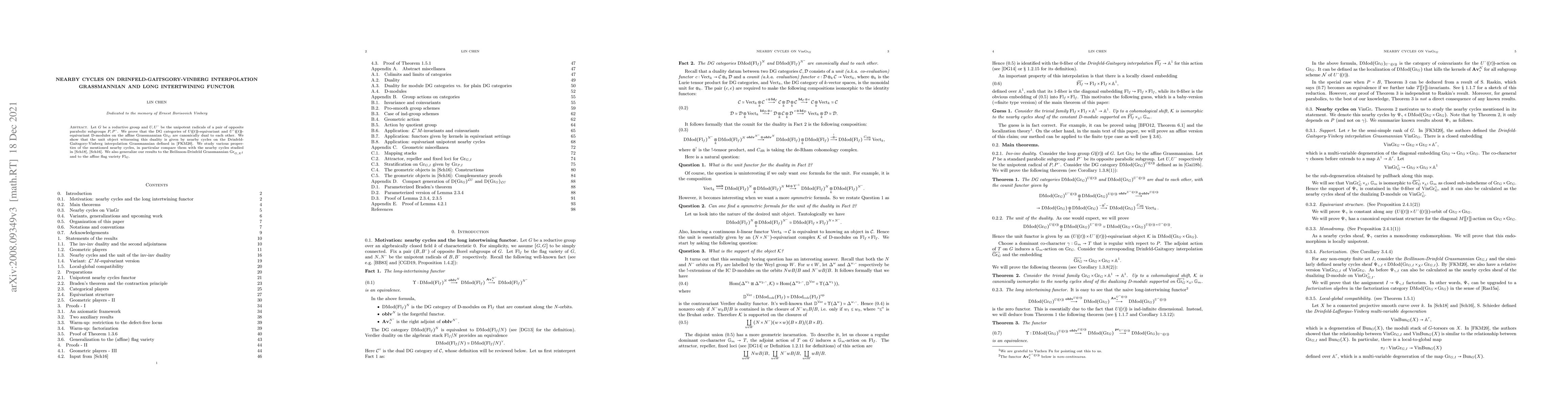 Thumbnail for Nearby cycles on Drinfeld-Gaitsgory-Vinberg Interpolation Grassmannian
  and long intertwining functor