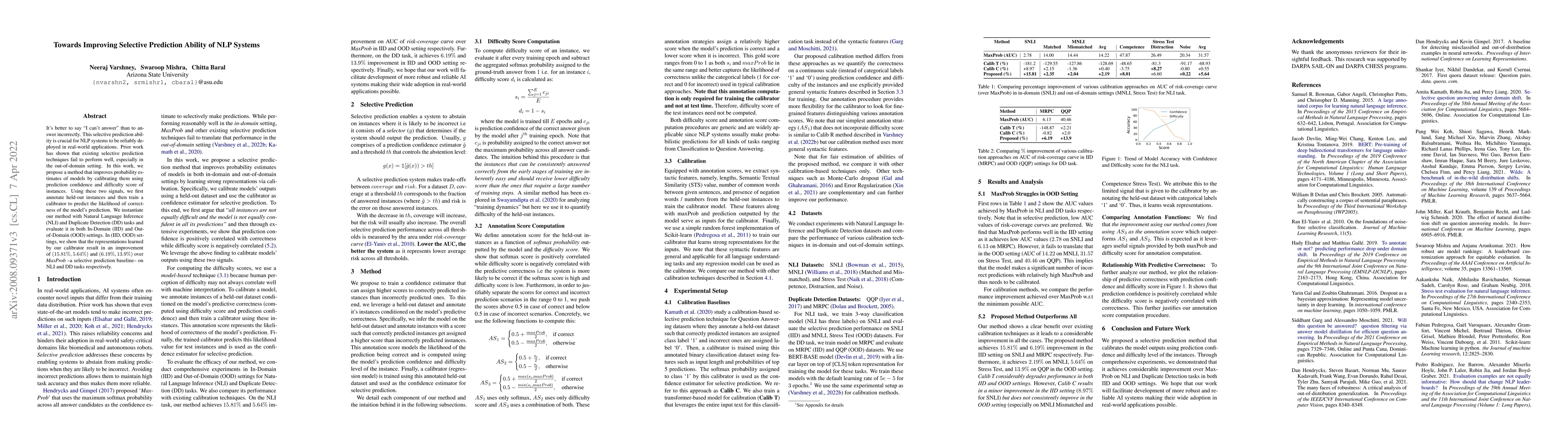 Thumbnail for Towards Improving Selective Prediction Ability of NLP Systems