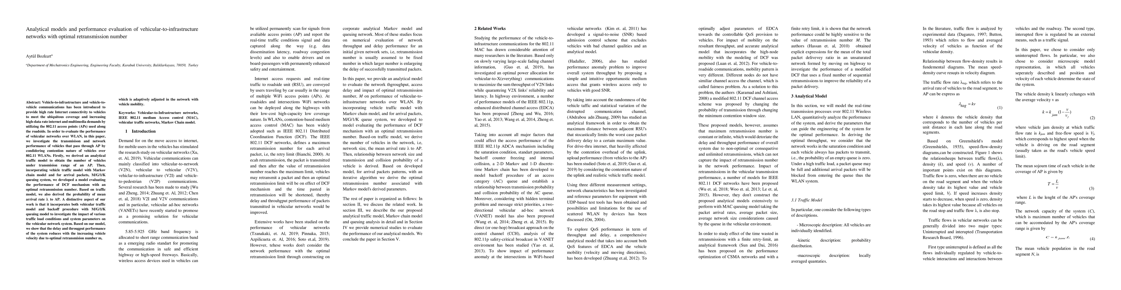 Thumbnail for Analytical models and performance evaluation of
  vehicular-to-infrastructure networks with optimal retransmission number