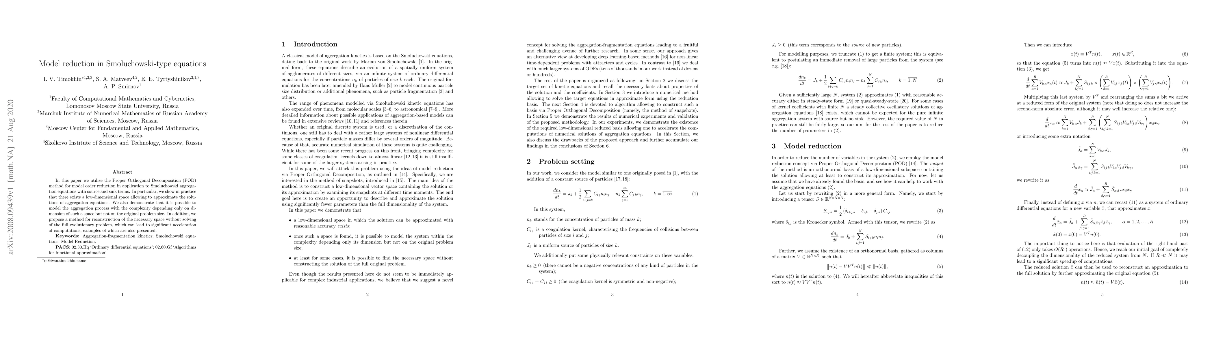 Thumbnail for Model reduction in Smoluchowski-type equations