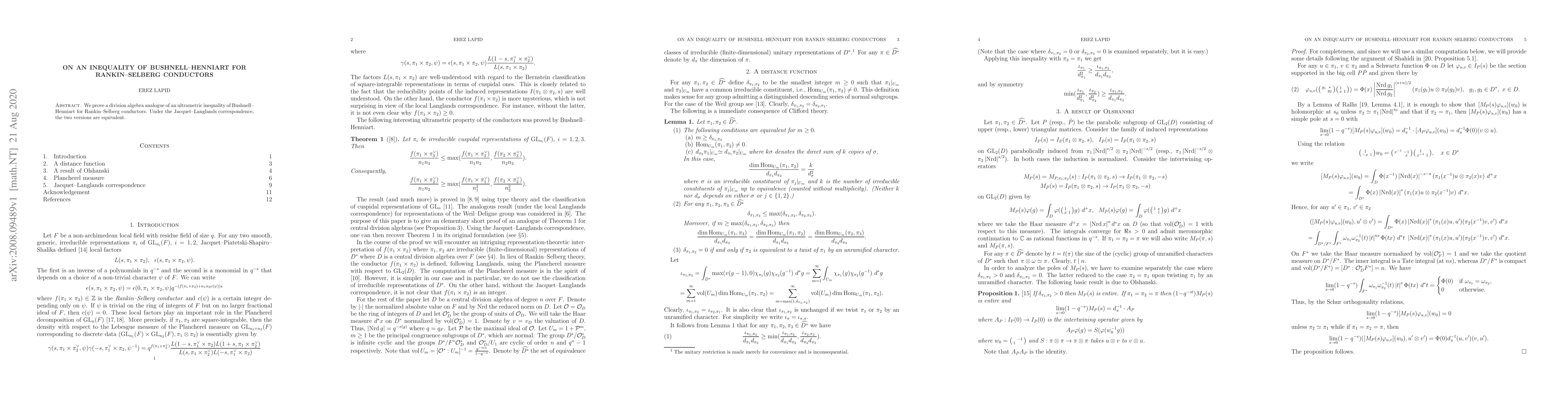 Thumbnail for On an inequality of Bushnell--Henniart for Rankin--Selberg conductors