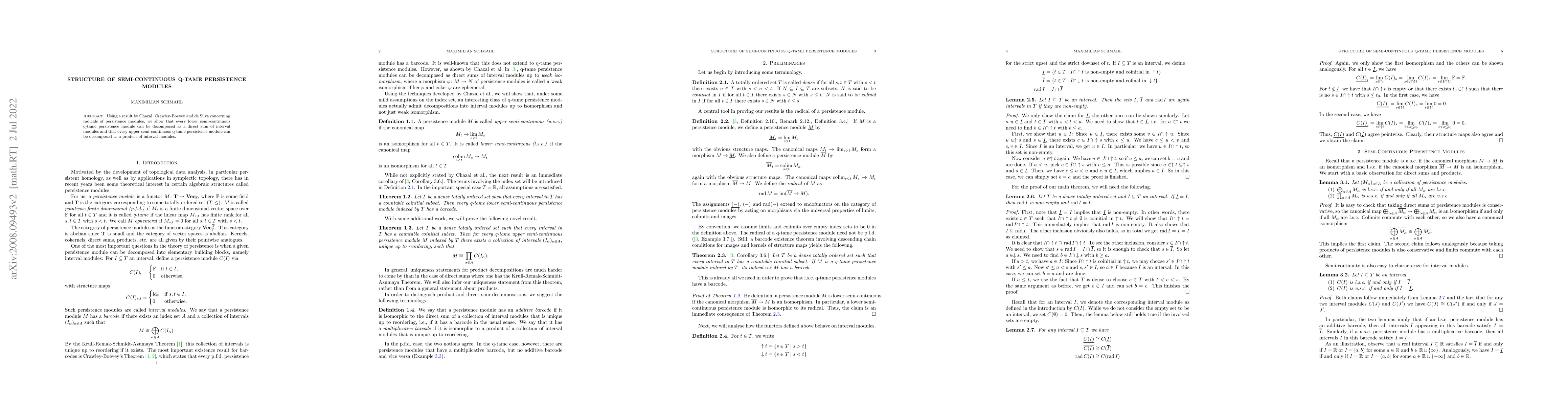 Thumbnail for Structure of semi-continuous q-tame persistence modules