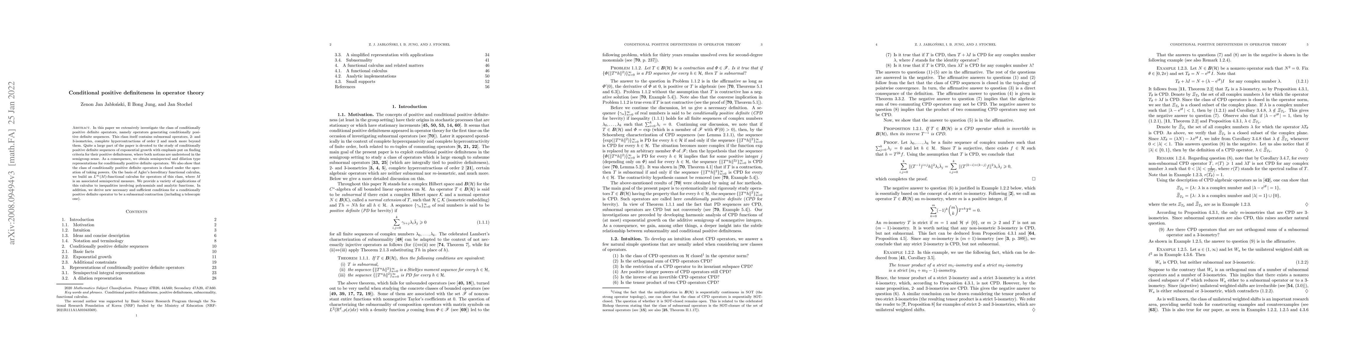 Thumbnail for Conditionally positive definiteness in operator theory