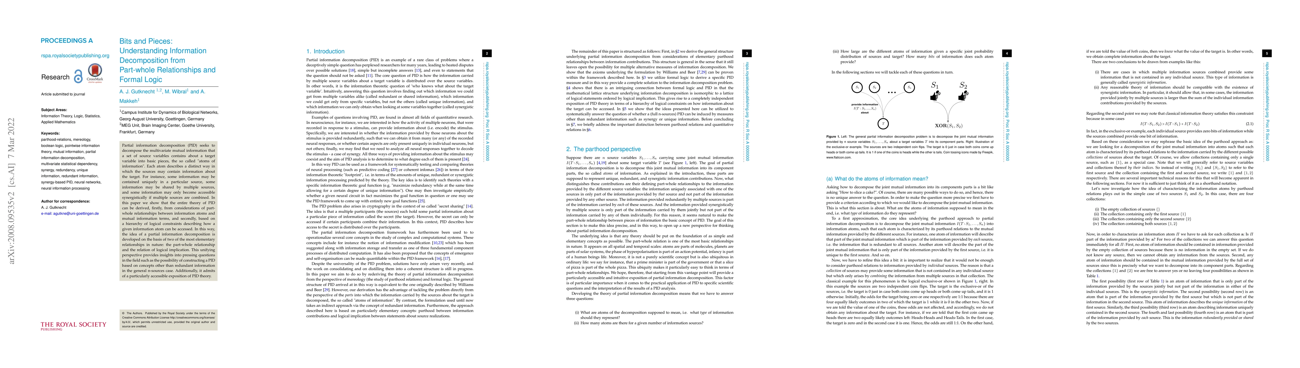 Thumbnail for Bits and Pieces: Understanding Information Decomposition from Part-whole
  Relationships and Formal Logic