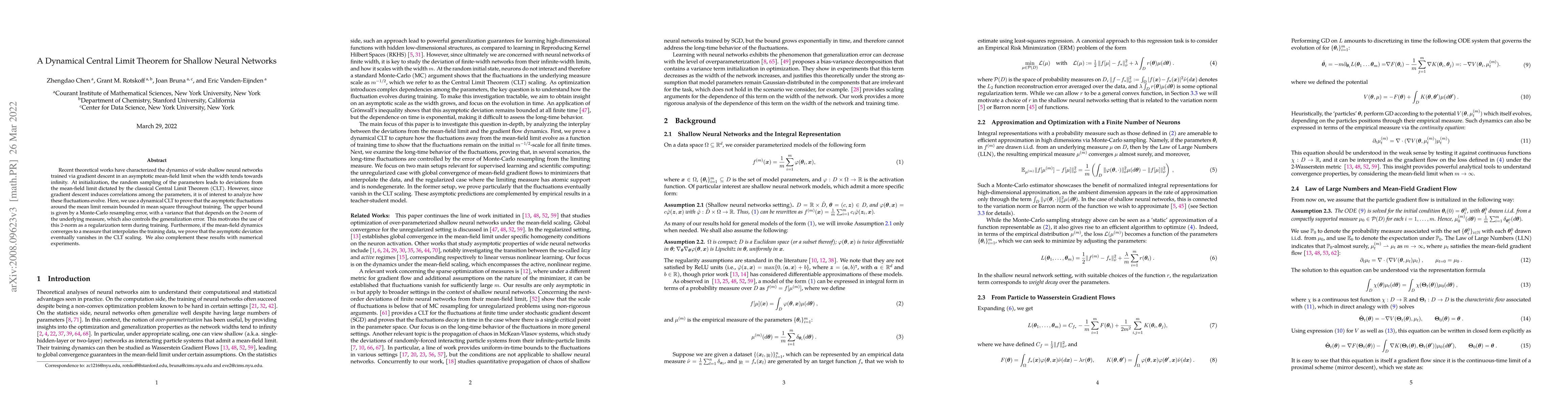 Thumbnail for A Dynamical Central Limit Theorem for Shallow Neural Networks