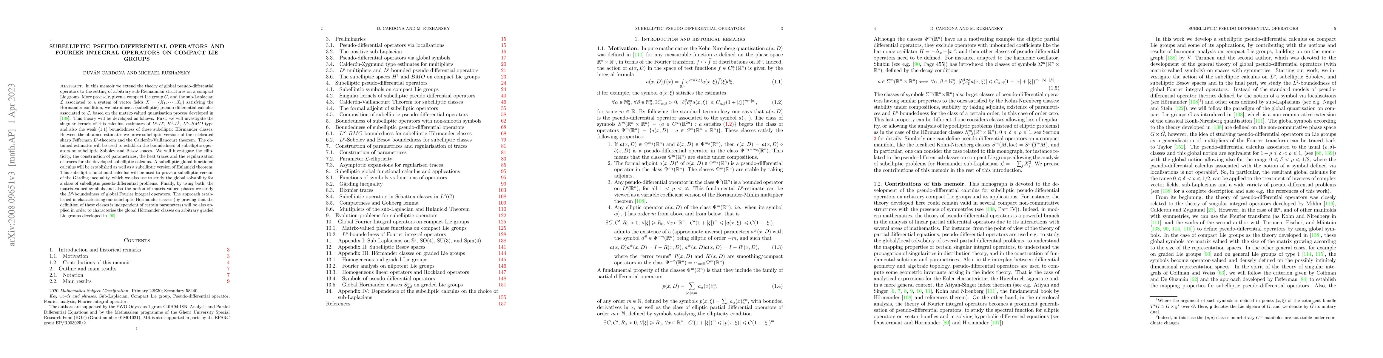 Thumbnail for Subelliptic pseudo-differential operators and Fourier integral operators
  on compact Lie groups