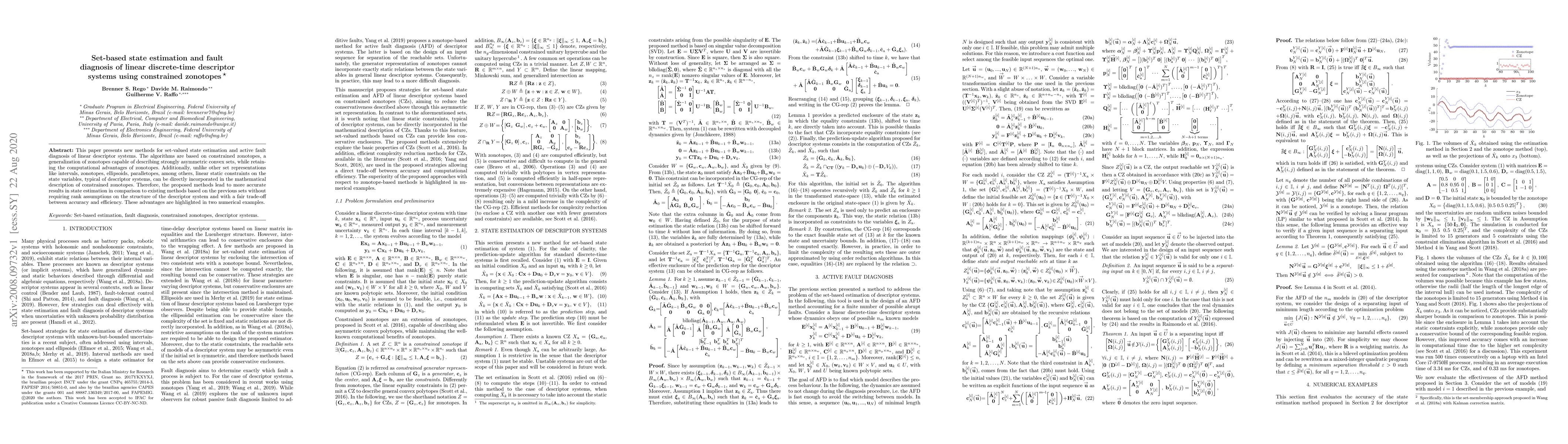 Thumbnail for Set-based state estimation and fault diagnosis of linear discrete-time
  descriptor systems using constrained zonotopes