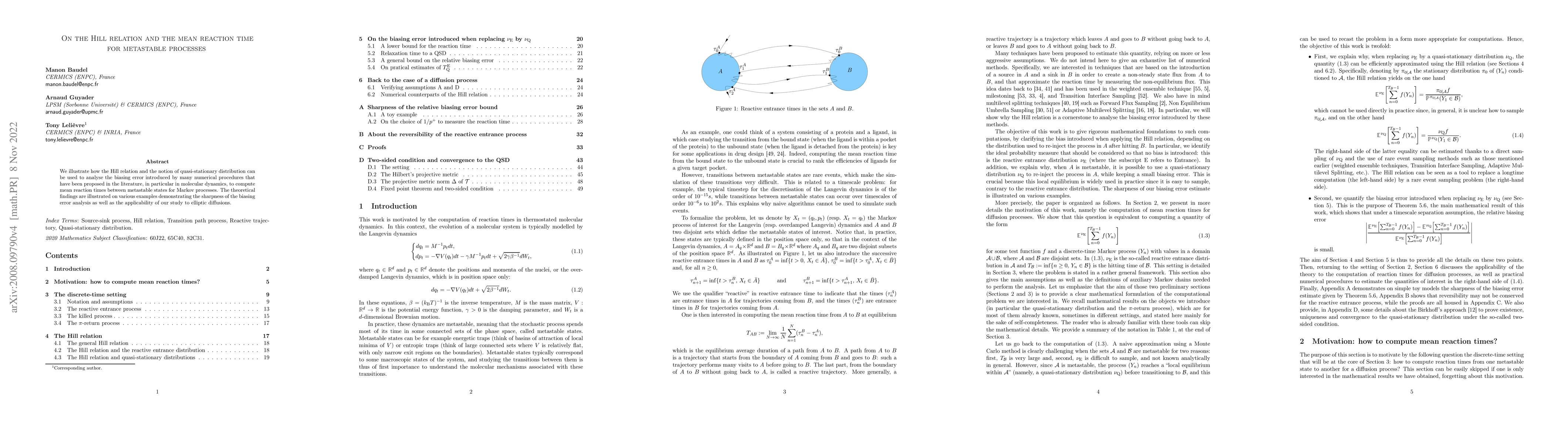 Thumbnail for On the Hill relation and the mean reaction time for metastable processes