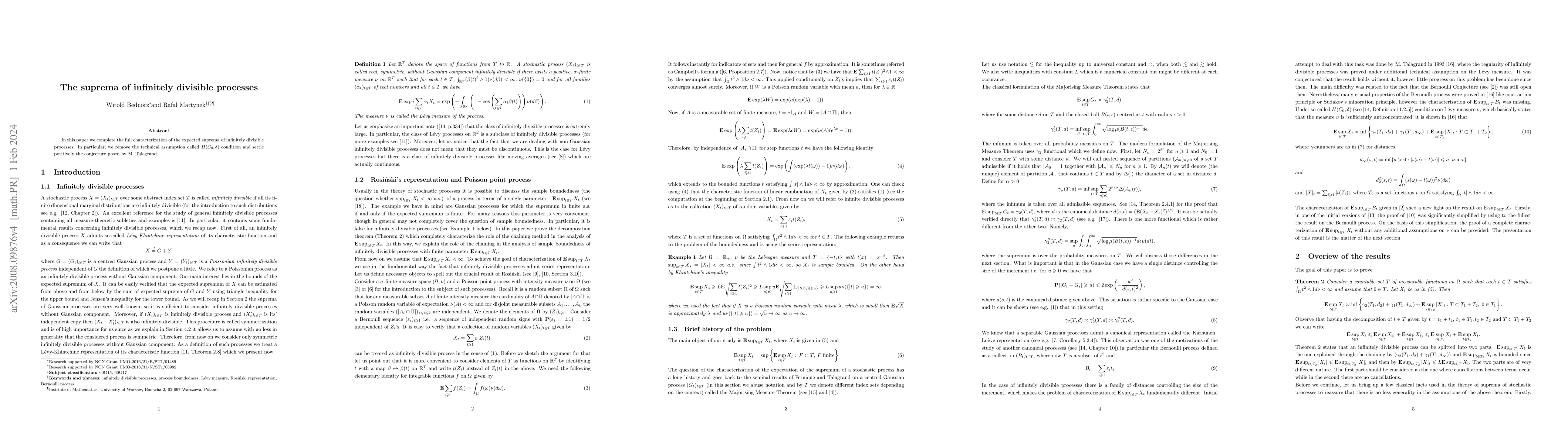 Thumbnail for The suprema of infinitely divisible processes