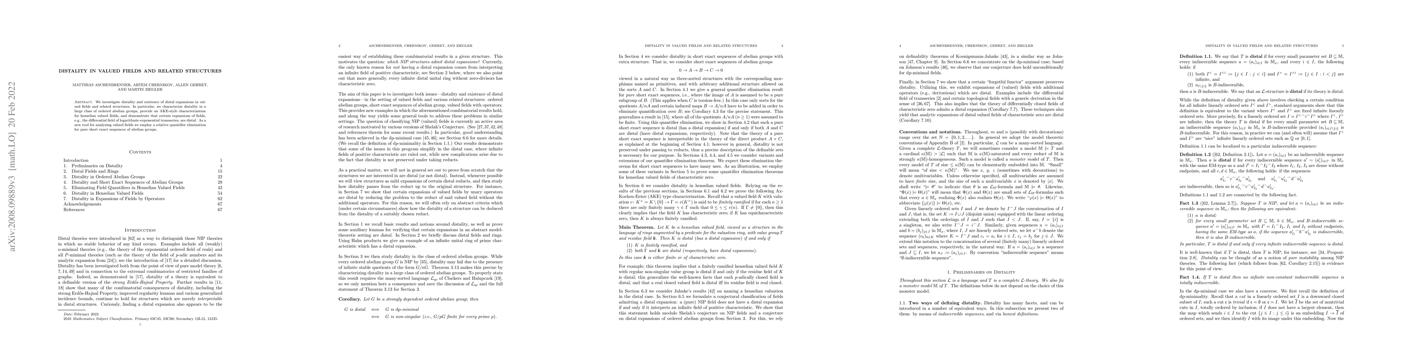 Thumbnail for Distality in valued fields and related structures