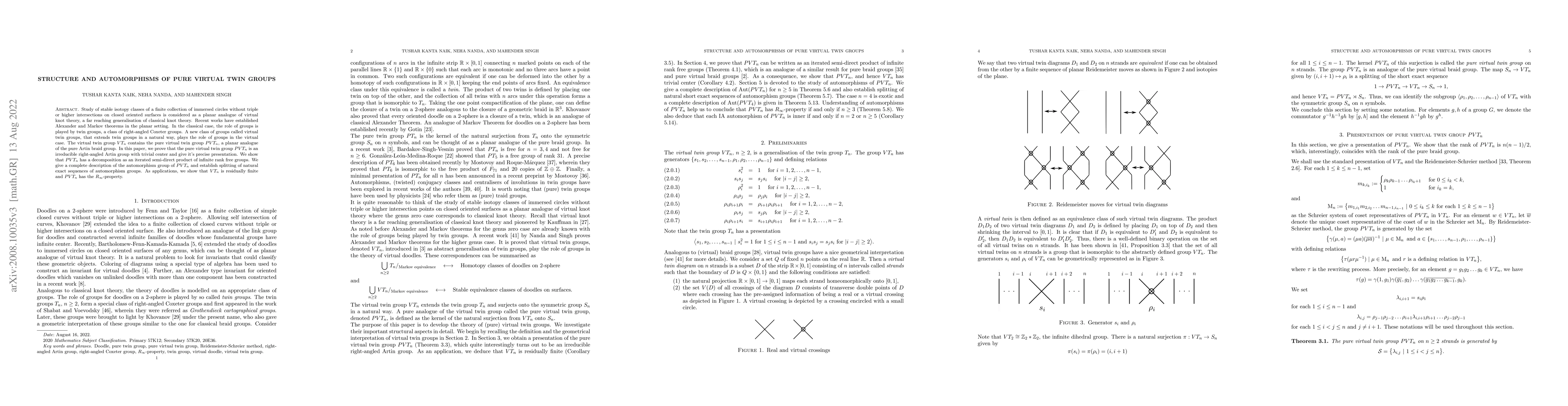 Thumbnail for Structure and automorphisms of pure virtual twin groups