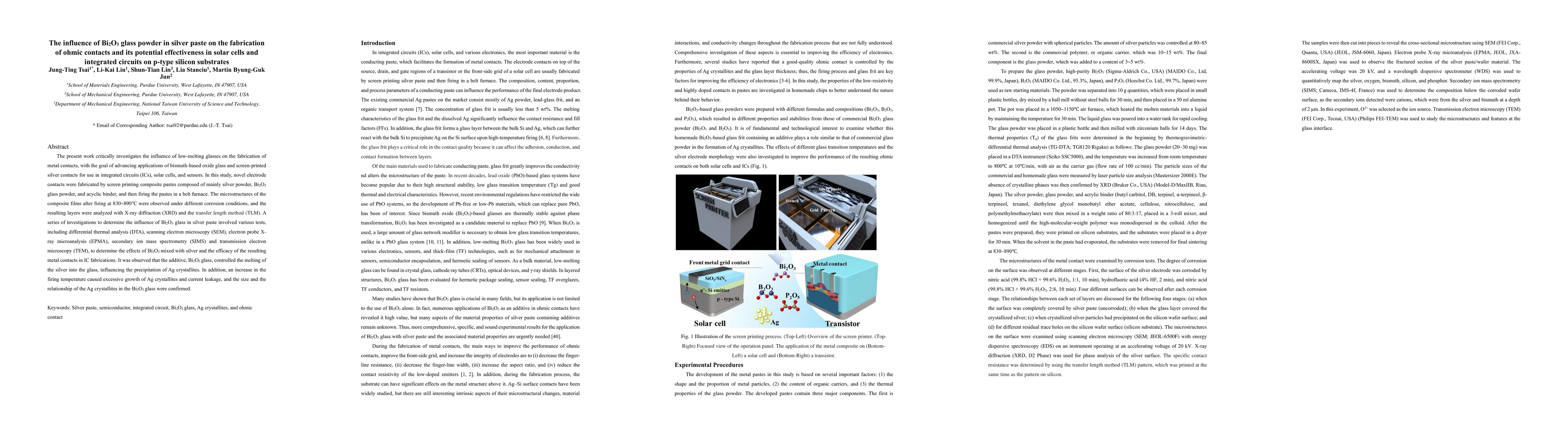 Thumbnail for The influence of Bi2O3 glass powder in silver paste on the fabrication
  of ohmic contacts and its potential effectiveness in solar cells and
  integrated circuits on p-type silicon substrates