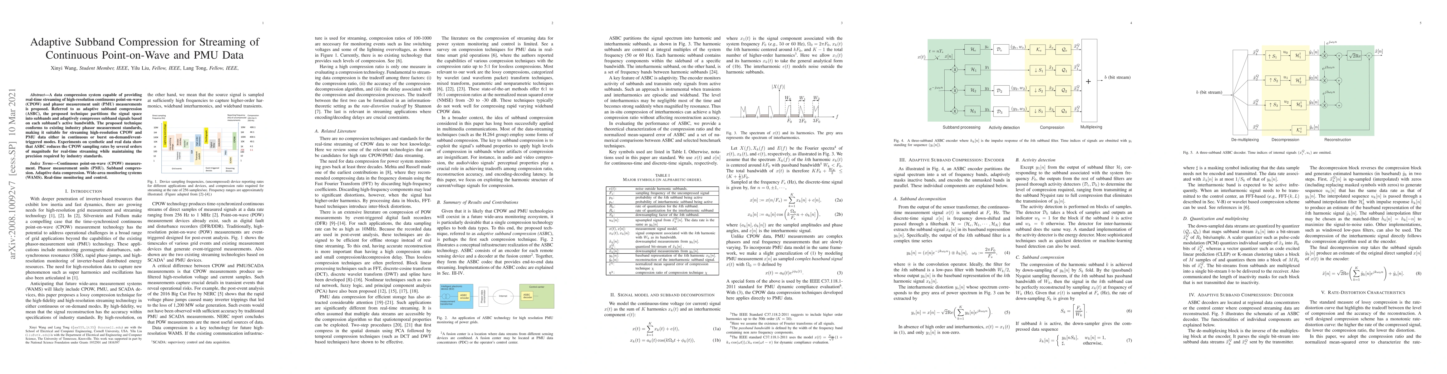 Thumbnail for Adaptive Subband Compression for Streaming of Continuous Point-on-Wave
  and PMU Data