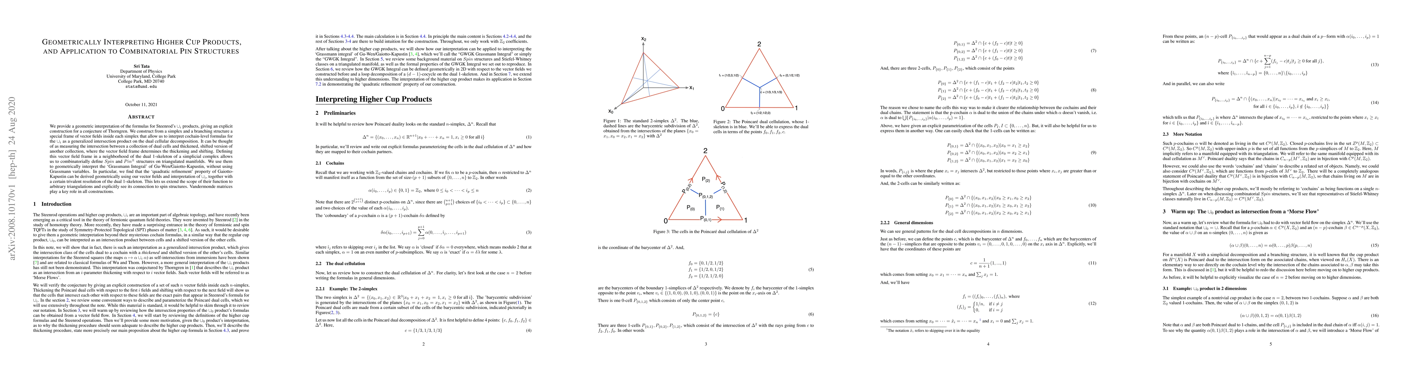Thumbnail for Geometrically Interpreting Higher Cup Products, and Application to
  Combinatorial Pin Structures