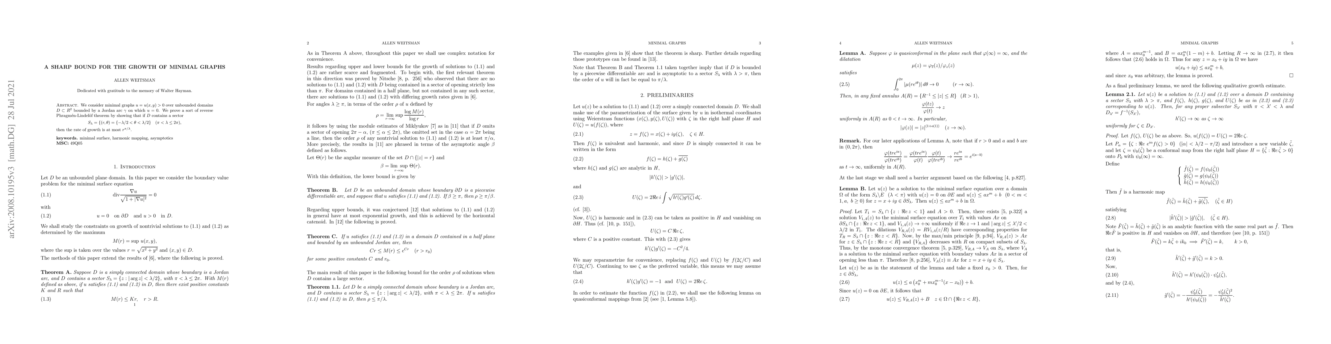 Thumbnail for A Sharp Bound for the Growth of Minimal Graphs
