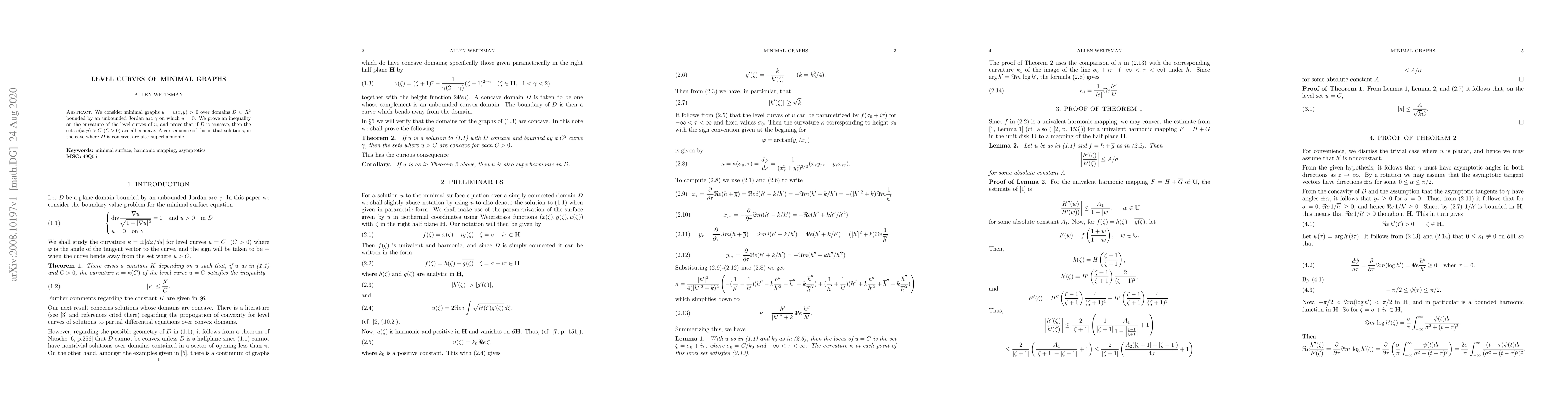 Thumbnail for Level Curves of Minimal Graphs