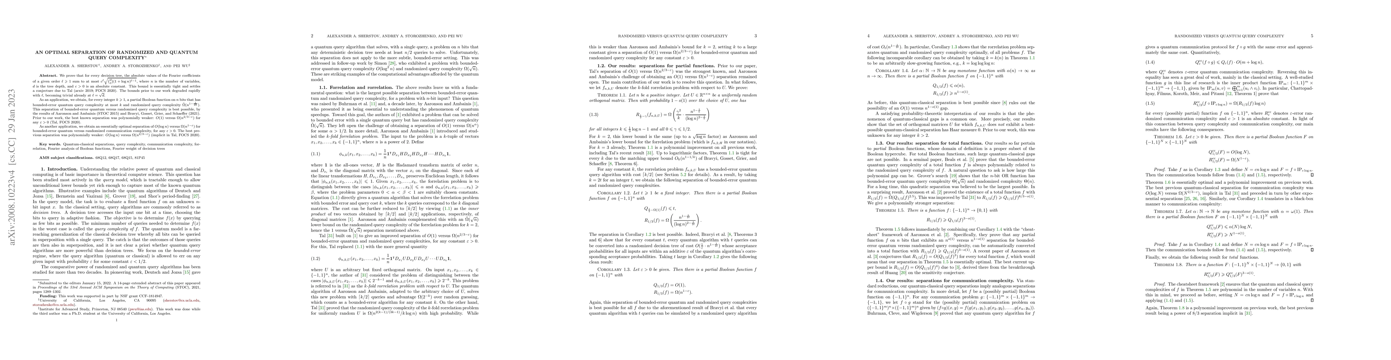 Thumbnail for An Optimal Separation of Randomized and Quantum Query Complexity
