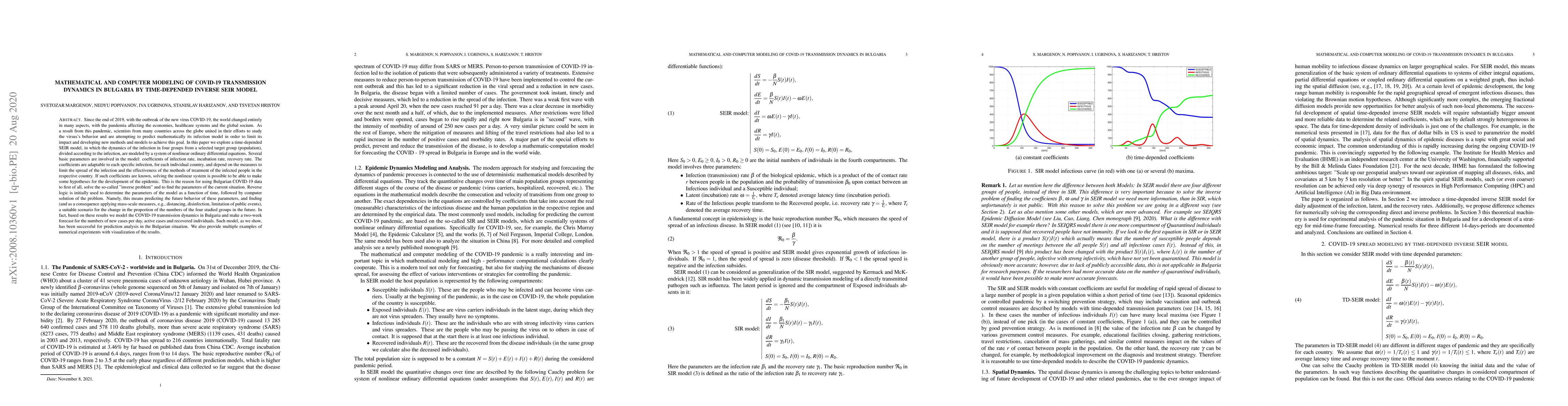 Thumbnail for Mathematical and Computer Modeling of COVID-19 Transmission Dynamics in
  Bulgaria by Time-depended Inverse SEIR Model