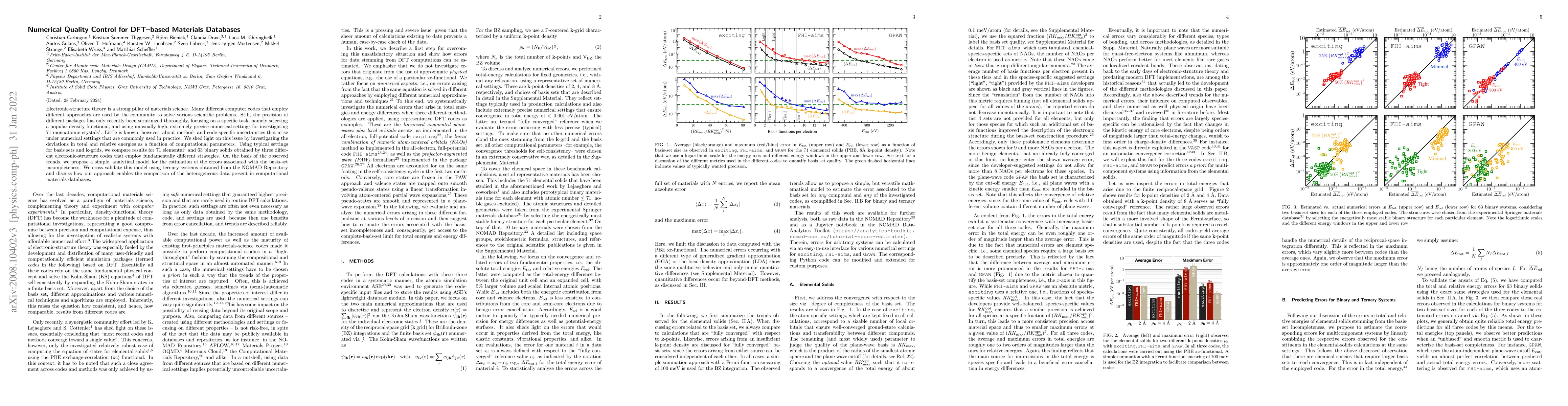 Thumbnail for Numerical Quality Control for DFT-based Materials Databases