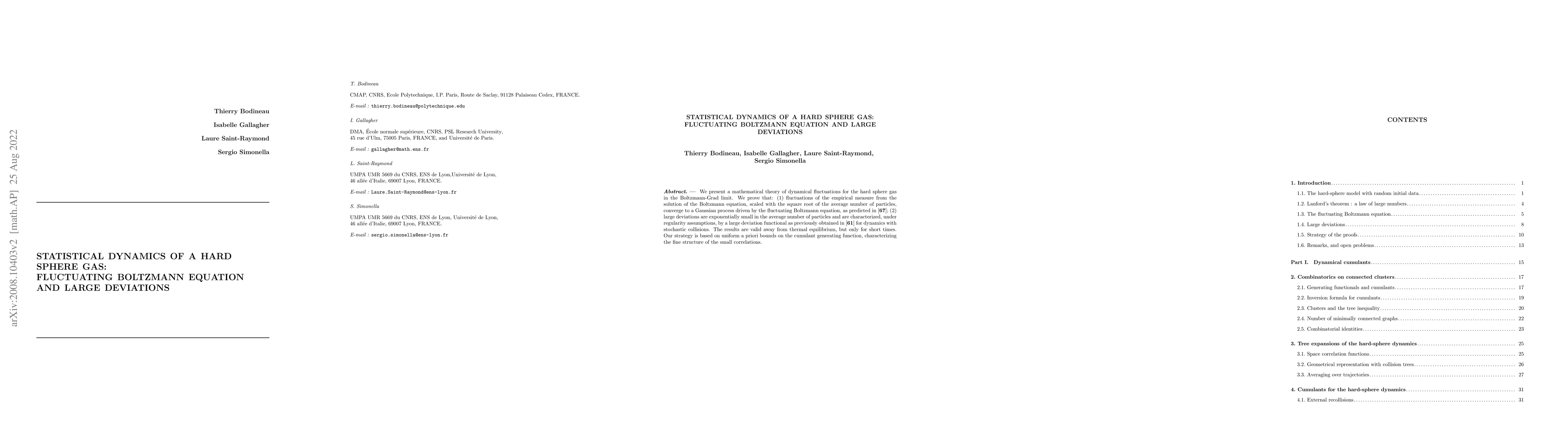 Thumbnail for Statistical dynamics of a hard sphere gas: fluctuating Boltzmann
  equation and large deviations