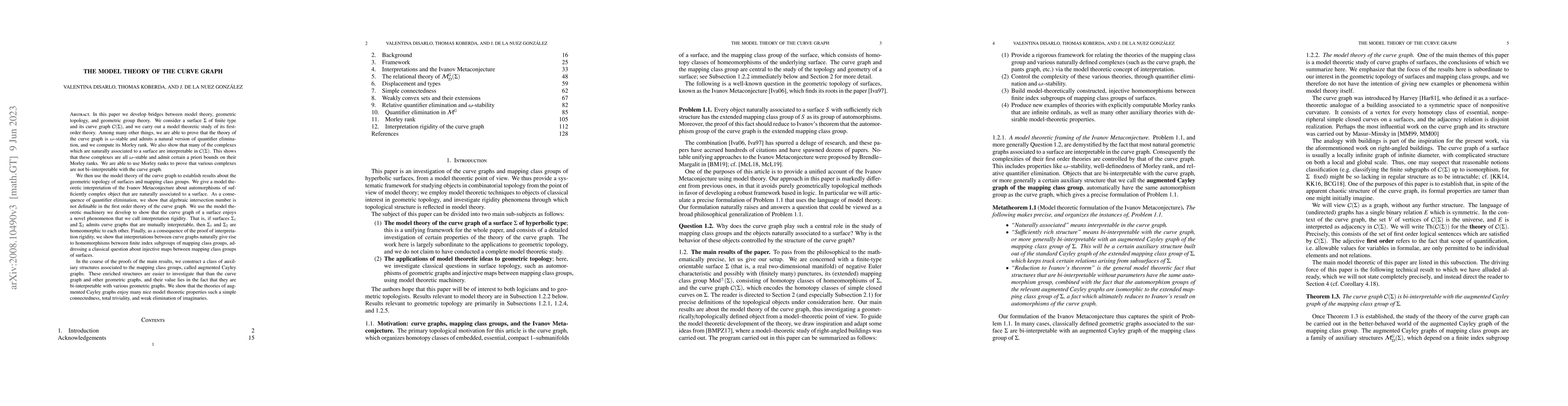 Thumbnail for The model theory of the curve graph