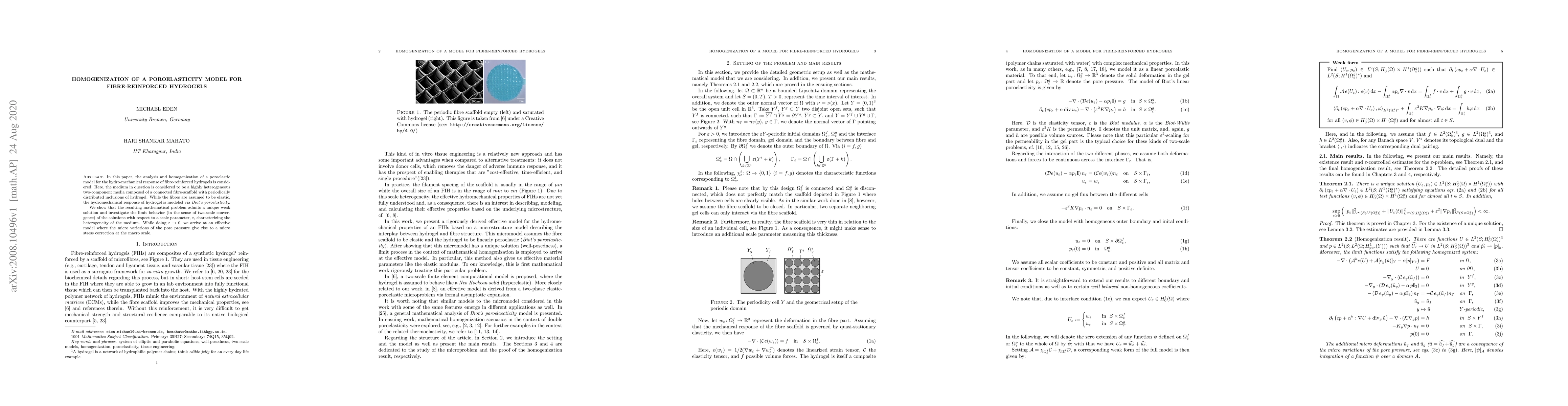 Thumbnail for Homogenization of a Poroelasticity Model for Fibre-Reinforced Hydrogels