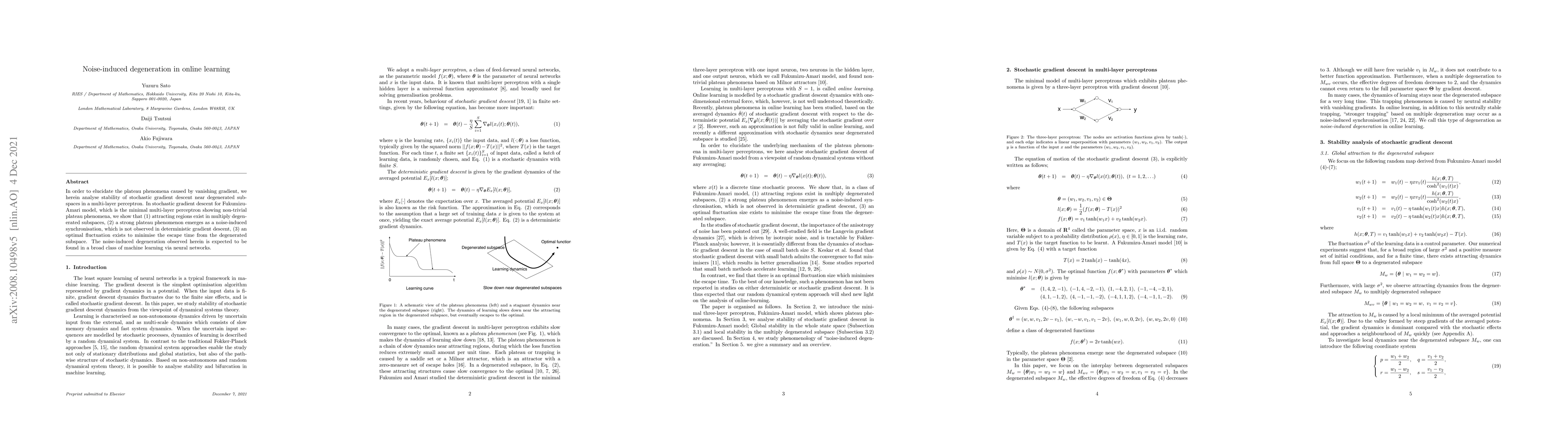 Thumbnail for Noise-induced degeneration in online learning