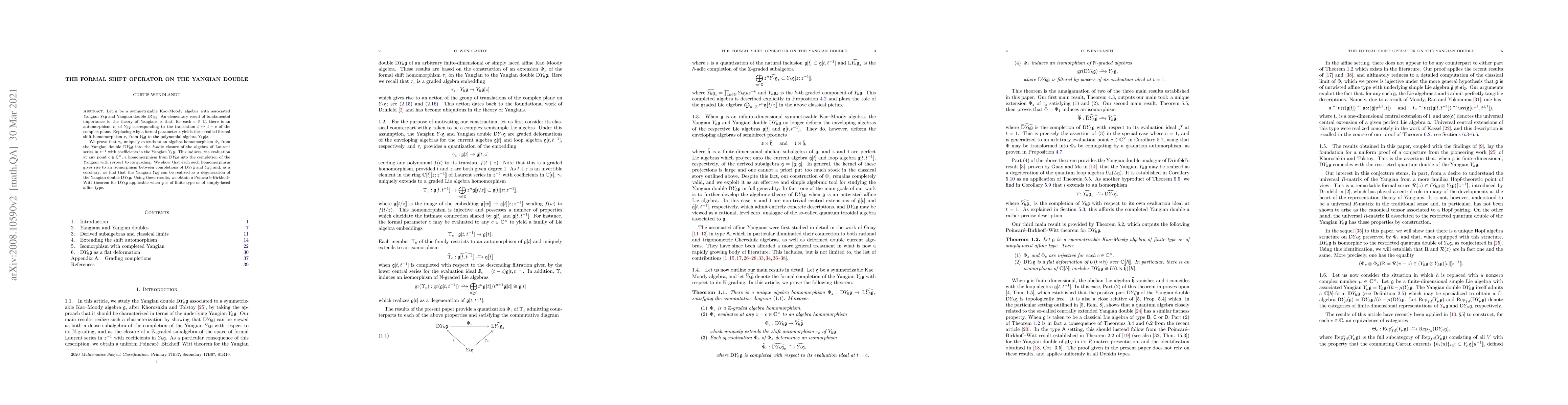 Thumbnail for The formal shift operator on the Yangian double