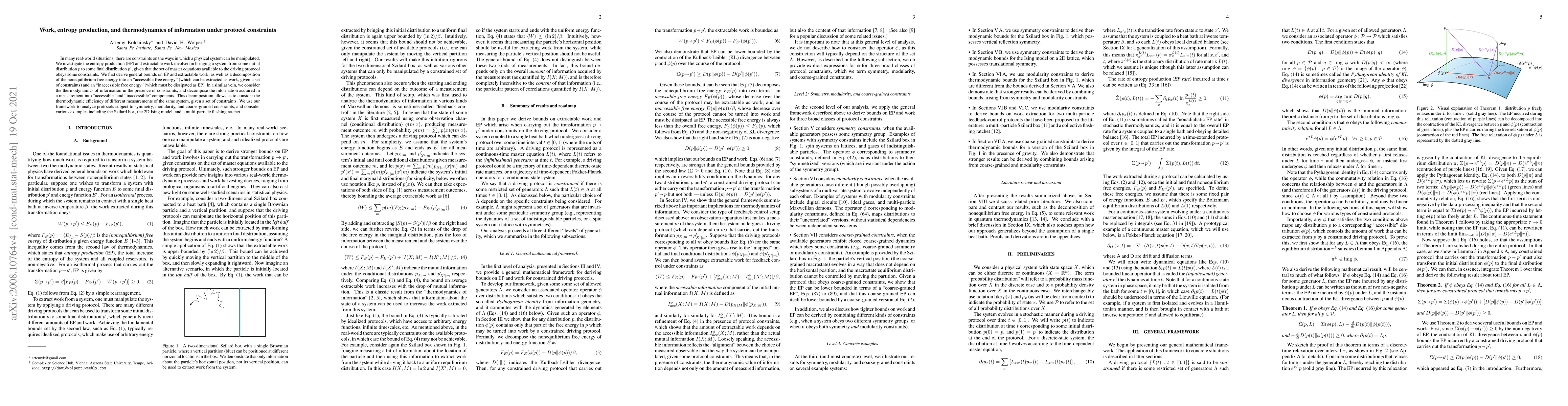Thumbnail for Work, entropy production, and thermodynamics of information under
  protocol constraints