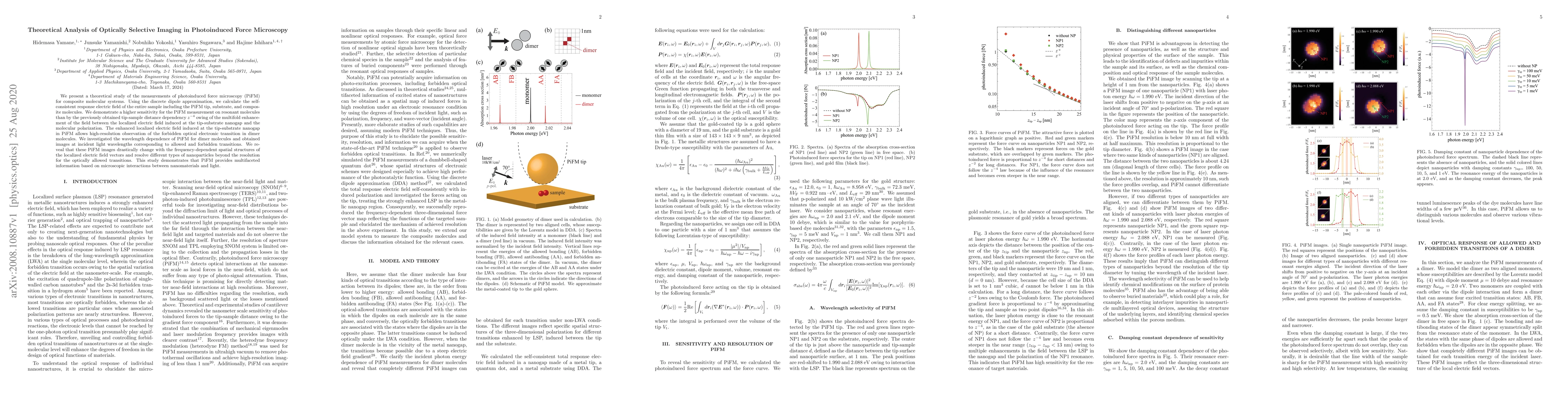 Thumbnail for Theoretical Analysis of Optically Selective Imaging in Photoinduced
  Force Microscopy