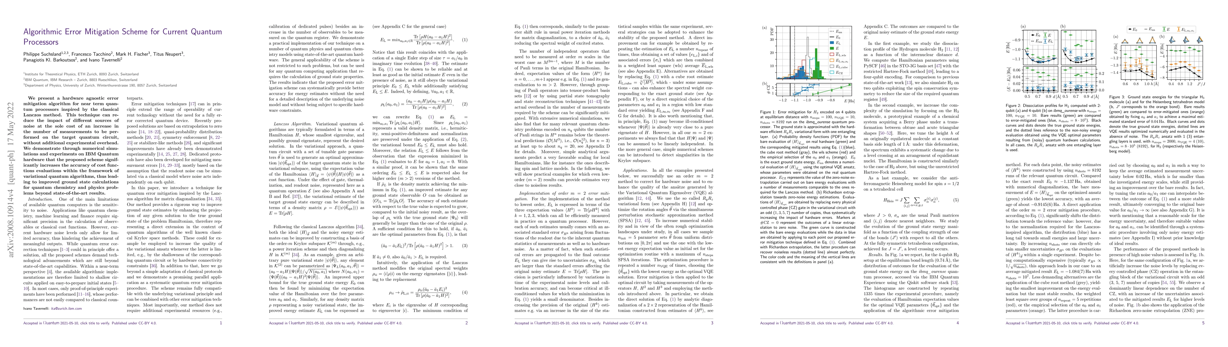 Thumbnail for Algorithmic Error Mitigation Scheme for Current Quantum Processors
