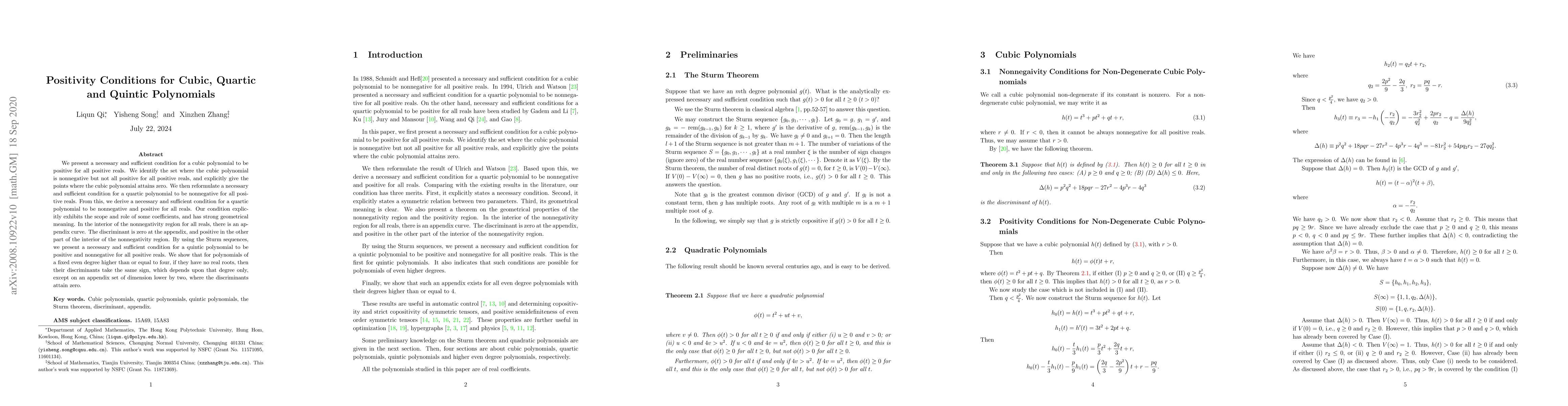 Thumbnail for Positivity Conditions for Cubic, Quartic and Quintic Polynomials