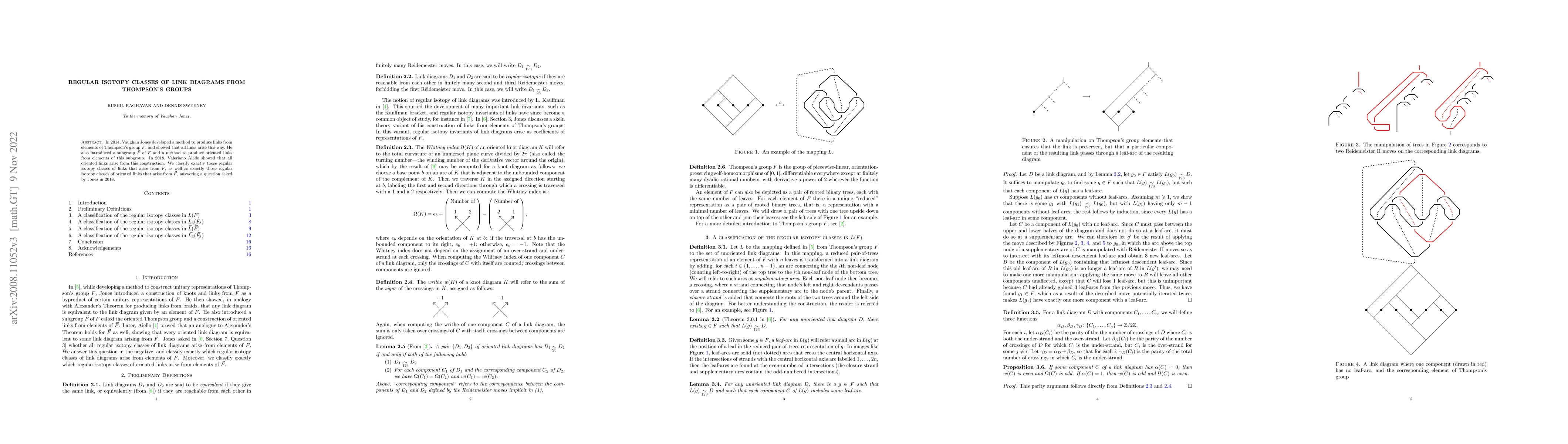 Thumbnail for Regular Isotopy Classes of Link Diagrams From Thompson's Groups