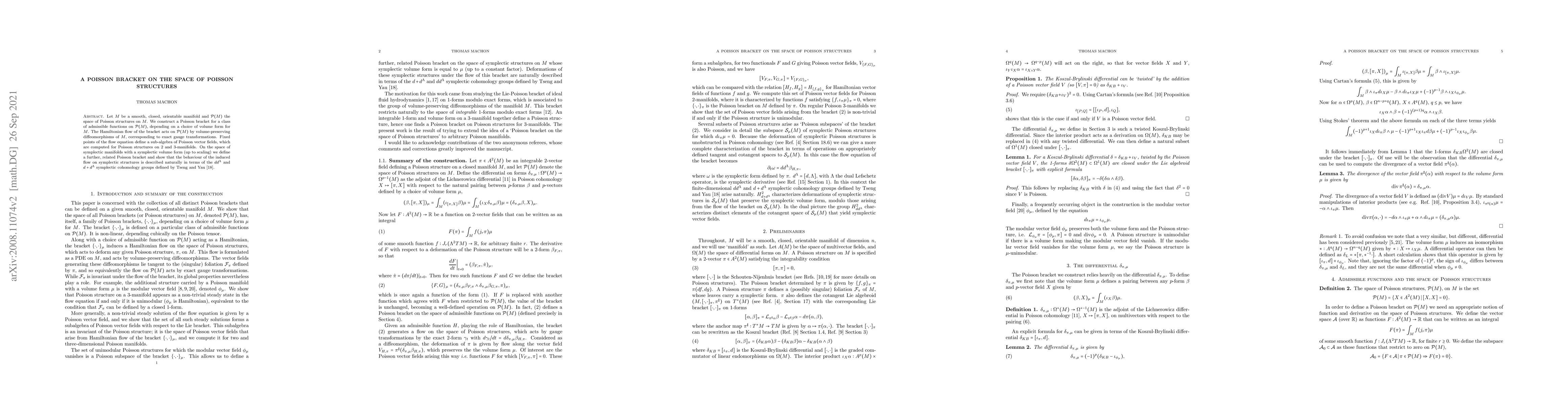 Thumbnail for A Poisson bracket on the space of Poisson structures