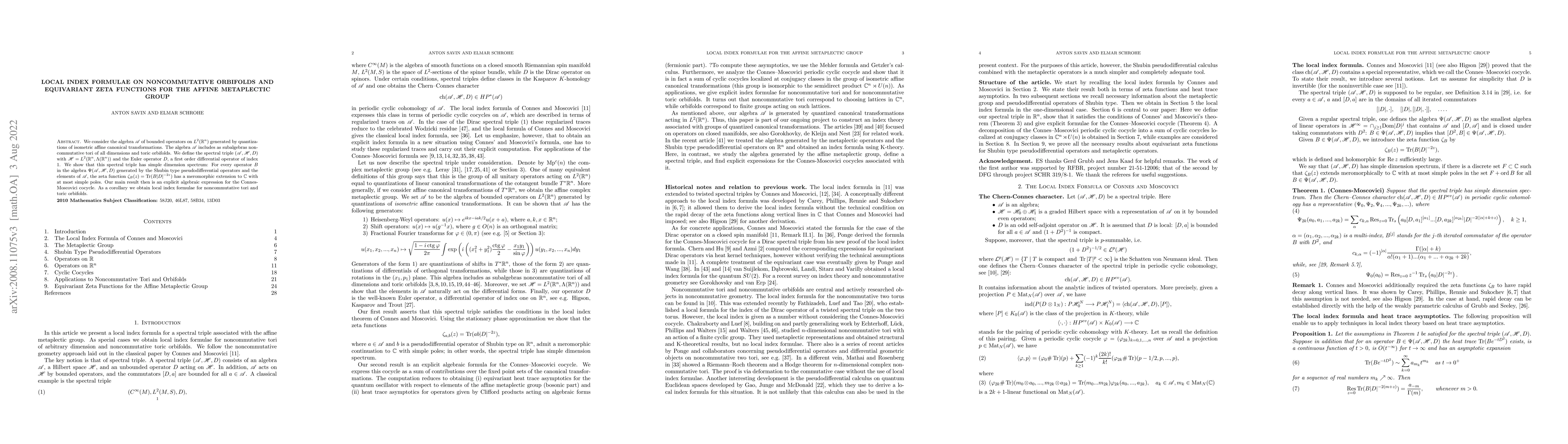 Thumbnail for Local Index Formulae on Noncommutative Orbifolds and Equivariant Zeta
  Functions for the Affine Metaplectic Group