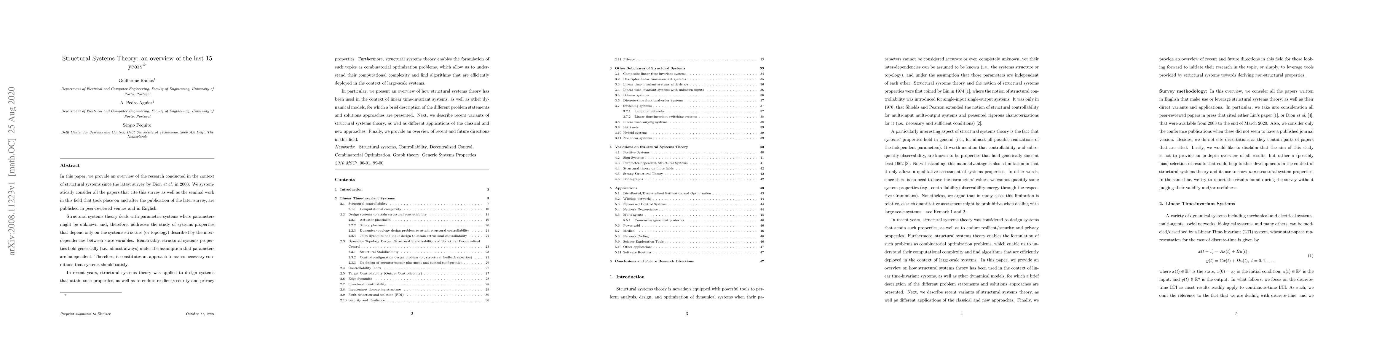 Thumbnail for Structural Systems Theory: an overview of the last 15 years