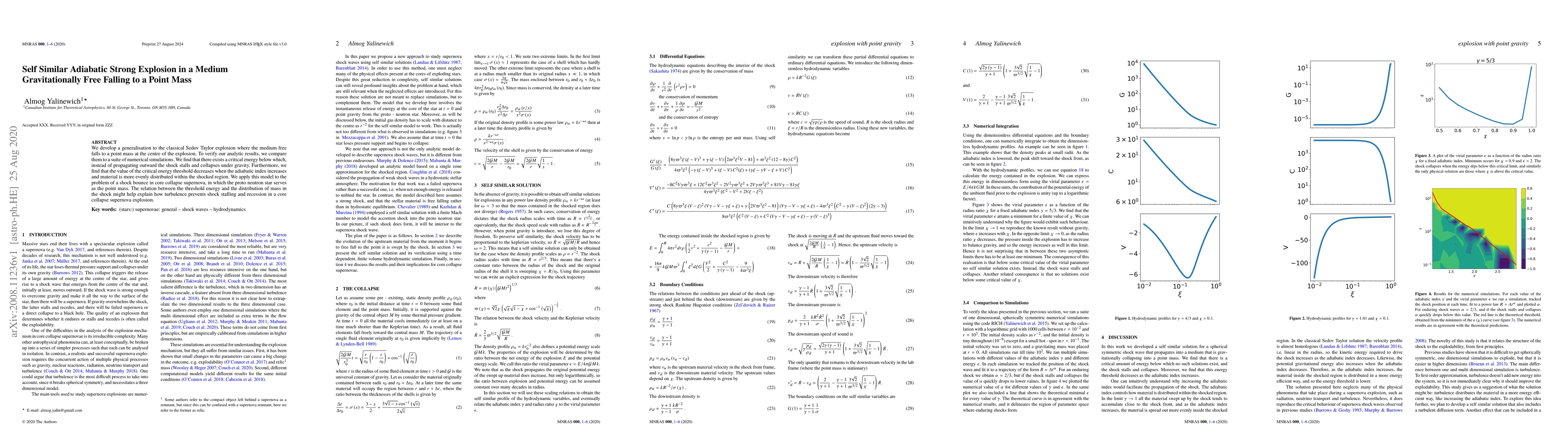 Thumbnail for Self Similar Adiabatic Strong Explosion in a Medium Gravitationally Free
  Falling to a Point Mass
