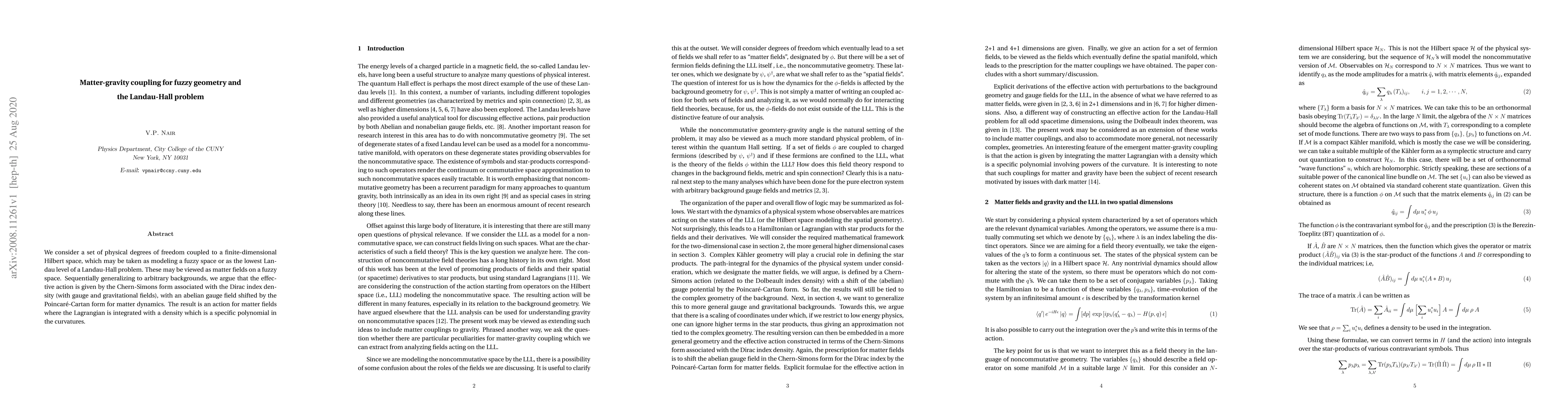 Thumbnail for Matter-gravity coupling for fuzzy geometry and the Landau-Hall problem
