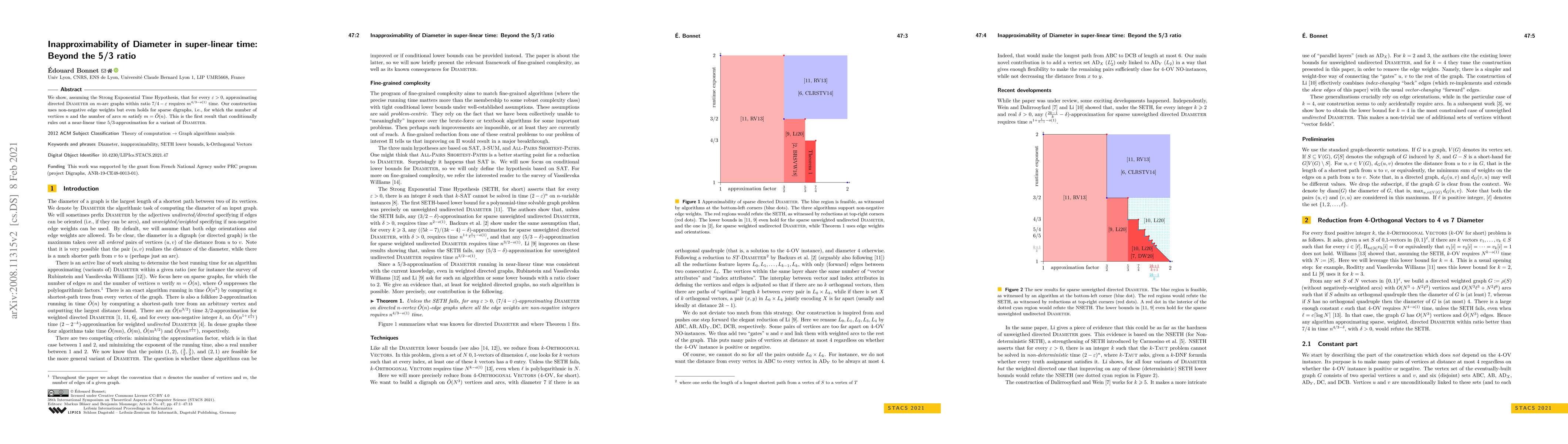 Thumbnail for Inapproximability of Diameter in super-linear time: Beyond the 5/3 ratio