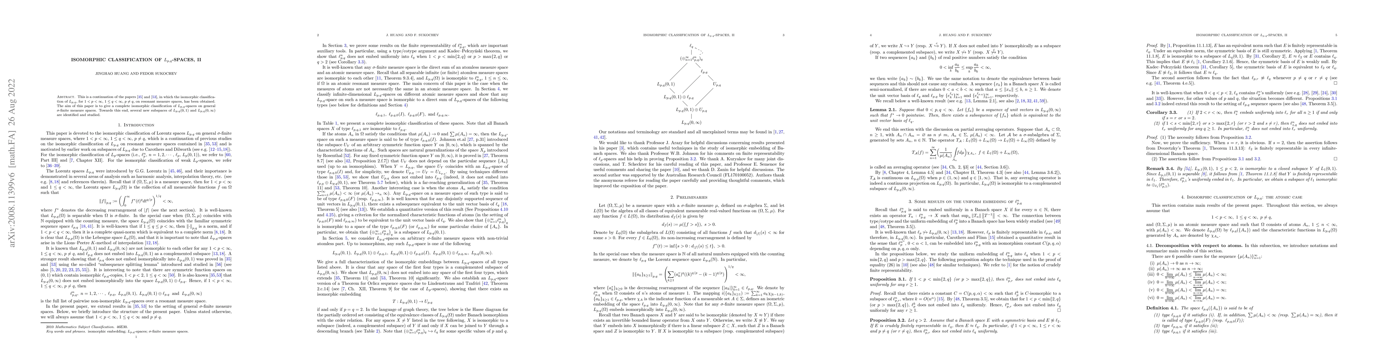 Thumbnail for Isomorphic classification of $L_{p,q}$-spaces, II