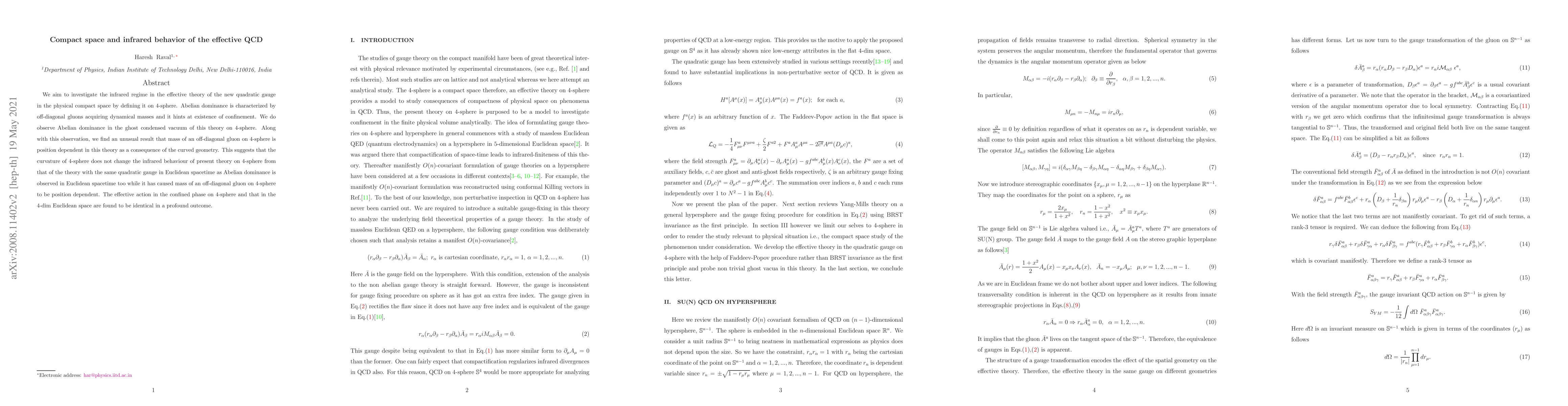 Thumbnail for Compact space and infrared behavior of the effective QCD