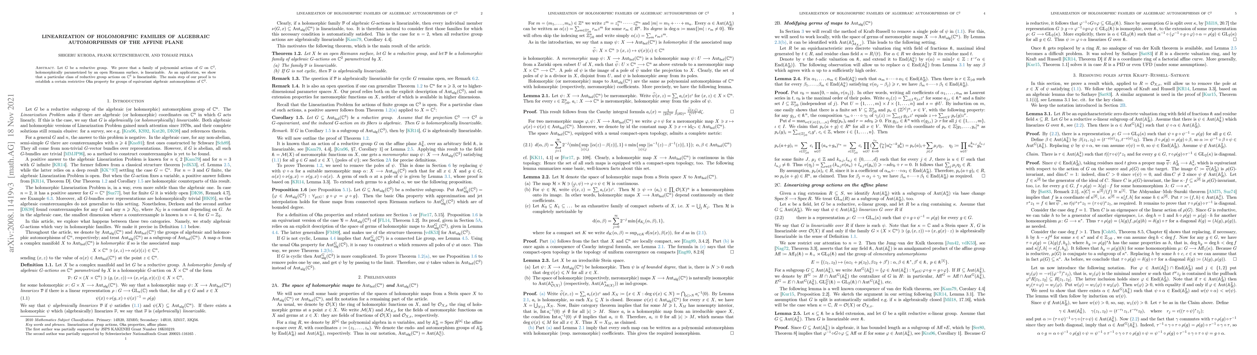 Thumbnail for Linearization of holomorphic families of algebraic automorphisms of the
  affine plane