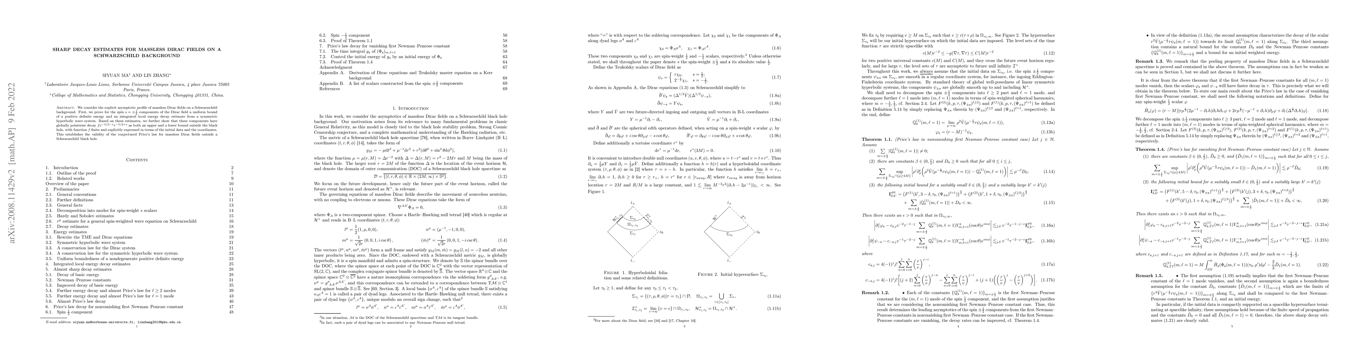 Thumbnail for Sharp decay estimates for massless Dirac fields on a Schwarzschild
  background