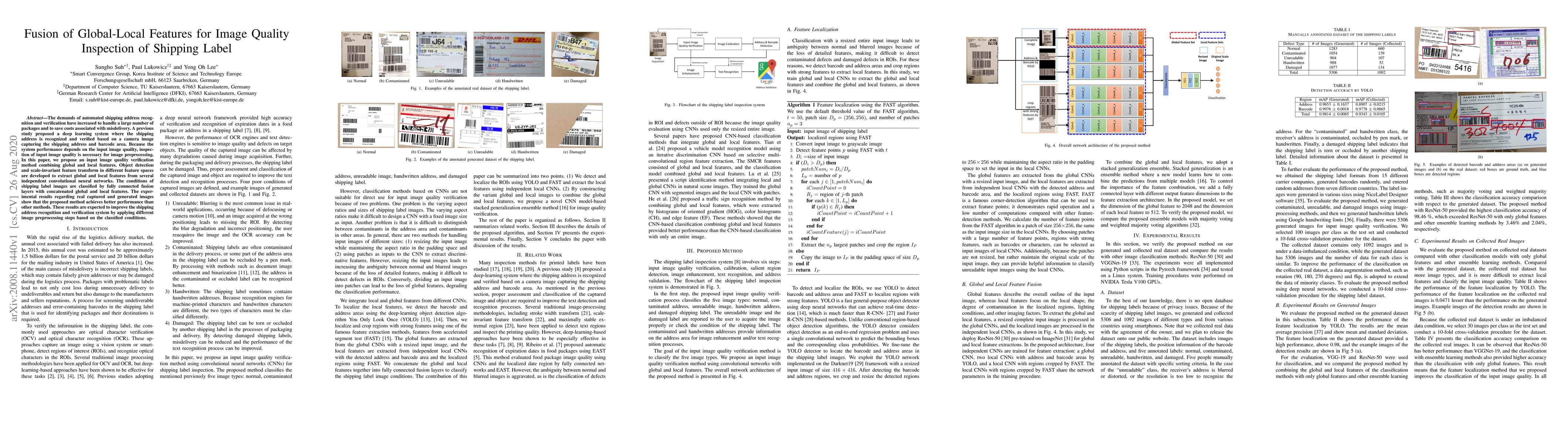 Thumbnail for Fusion of Global-Local Features for Image Quality Inspection of Shipping
  Label